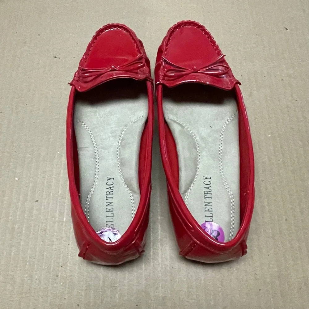 Ellen Tracy Size 8.5M Newport Red Patent‎ Leather Driver Moccasin Loafers NWB